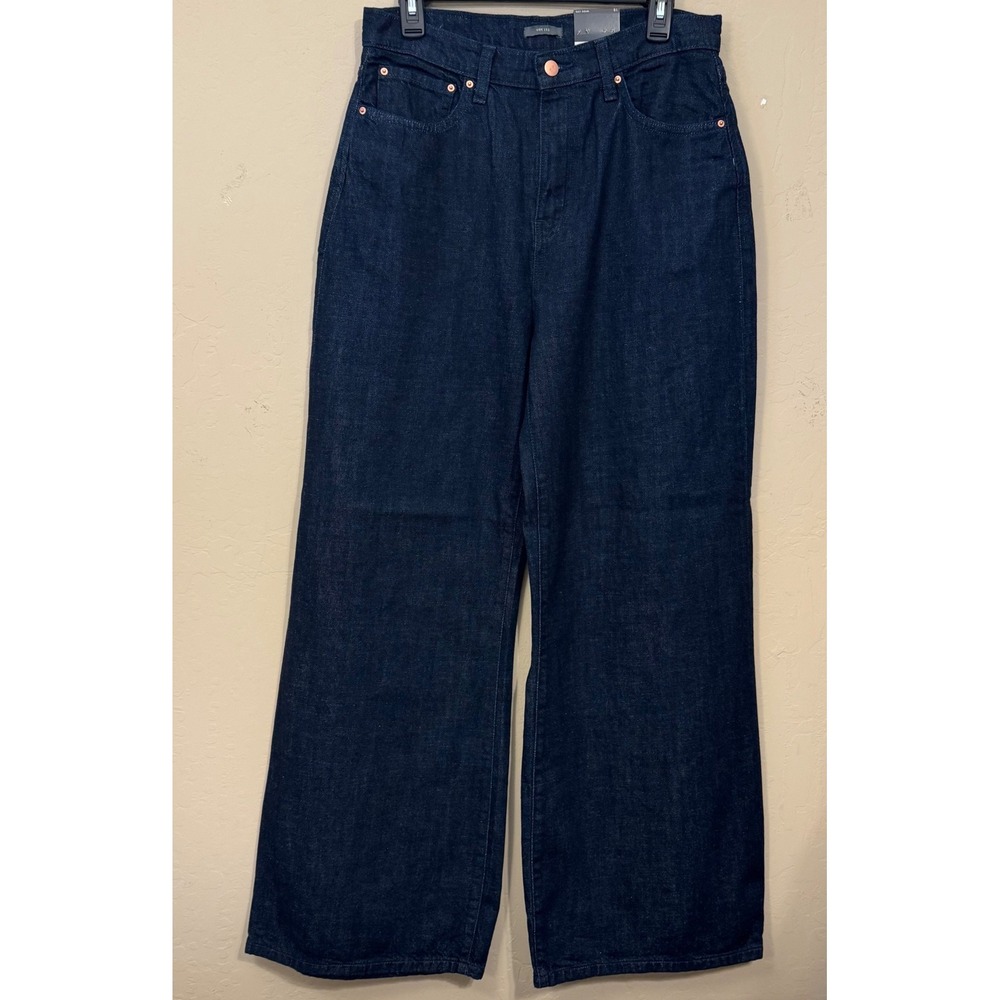 Worthington Wide Leg Jeans Women 10 Dark Blue Resinated Rinse Mid Rise Denim NEW